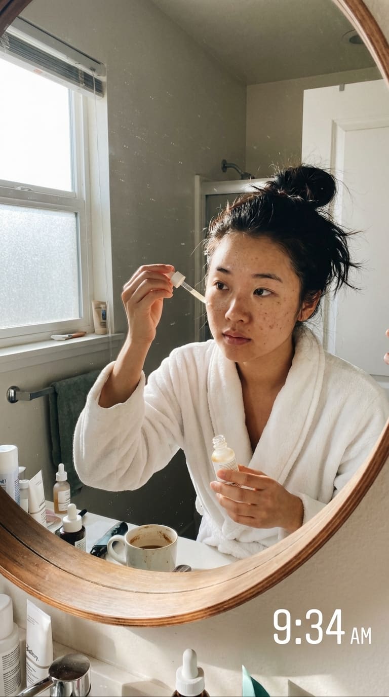 @rachel.derm applying serum